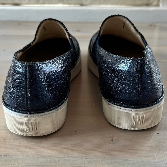 Stuart Weitzman Navy Sparkling Nugget Slip on Sneakers - Picture 4 of 8